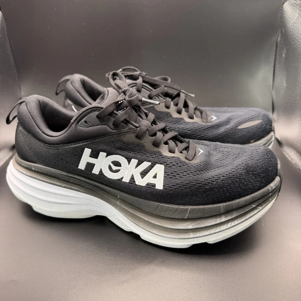 Women's HOKA Bondi 8 running shoes Black/White 1127952 BWHT SZ 8.5B Athletic